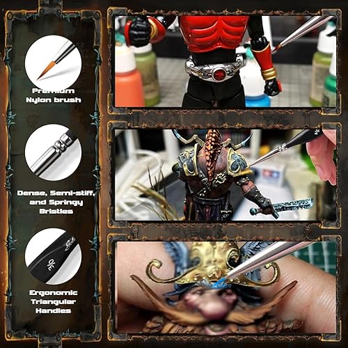 Miniatura 10 de Golden Maple Pinceles de pintura en miniatura - Juego de 18 pinceles de pintura con microdetalles, pequeños pinceles de modelo de detalles finos