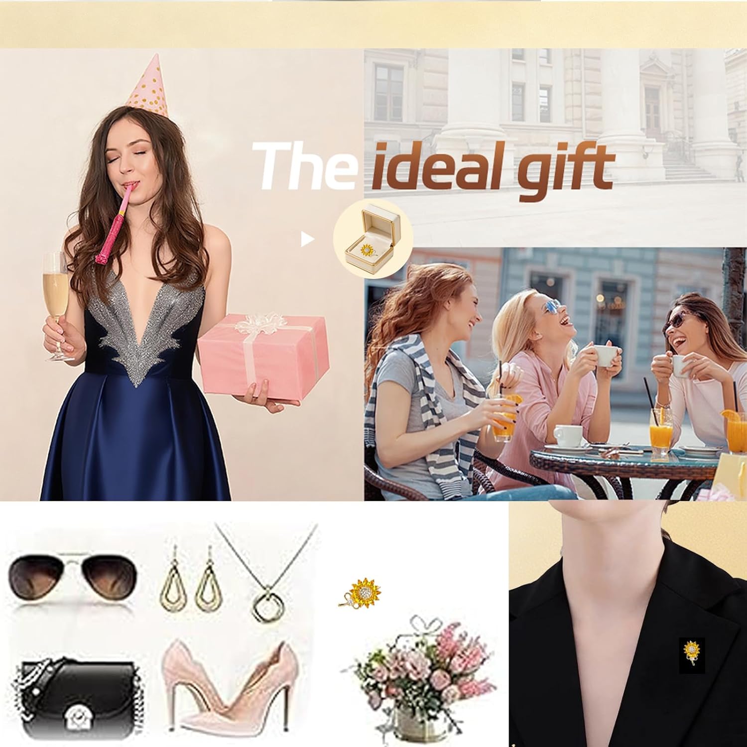 Yellow Sunflower Rhinestone Brooch Pins Crystal Sun Flower Brooches and Pins for Women Fashion Jewelry Gift - Image 5