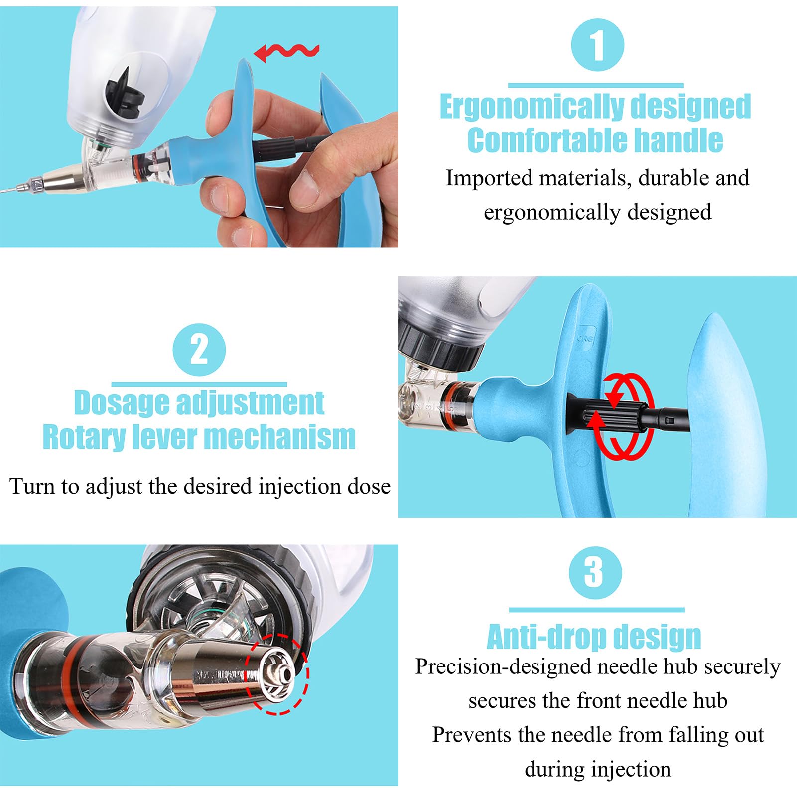 5 MLEinstellbare PräZise Viehspritze FüR Ziegen, Einstellbarer Tierinjektor, Automatische VeterinäR-Endlosspritze, PräZise Viehspritze FüR Ziegen, for Cattle Goat Pig Cow Chickens Poultry