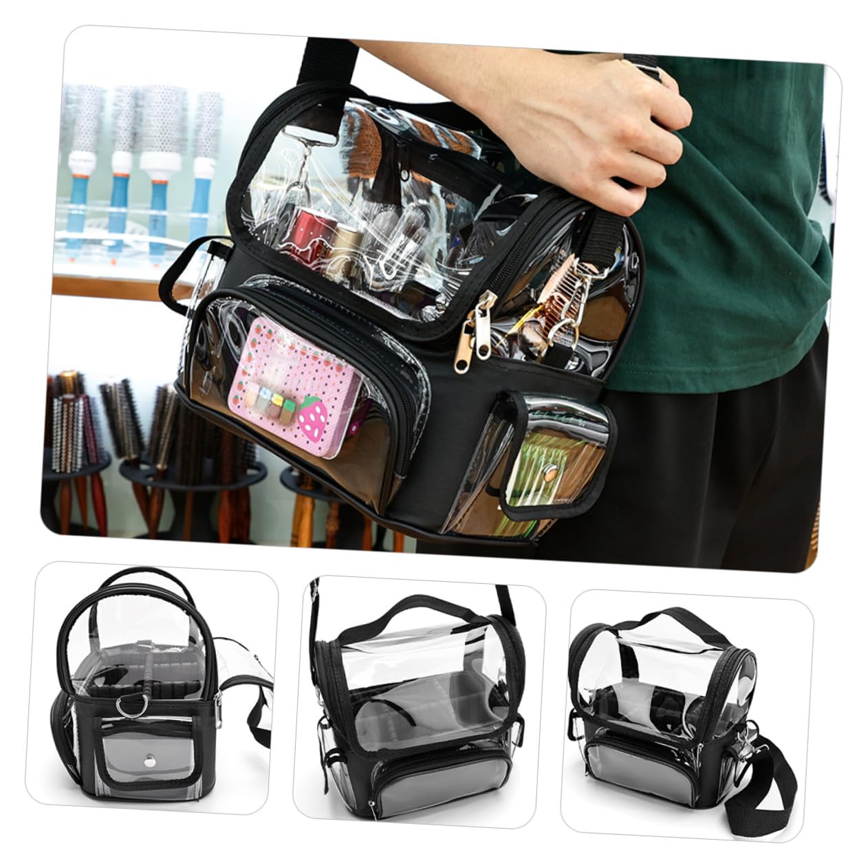 Zerodeko Borsa da Portautensili Trasparente, Custodia da Viaggio per Tosatrice e Strumenti lo Styling Chioma, Organizer Resistente per Parrucchieri Professionisti