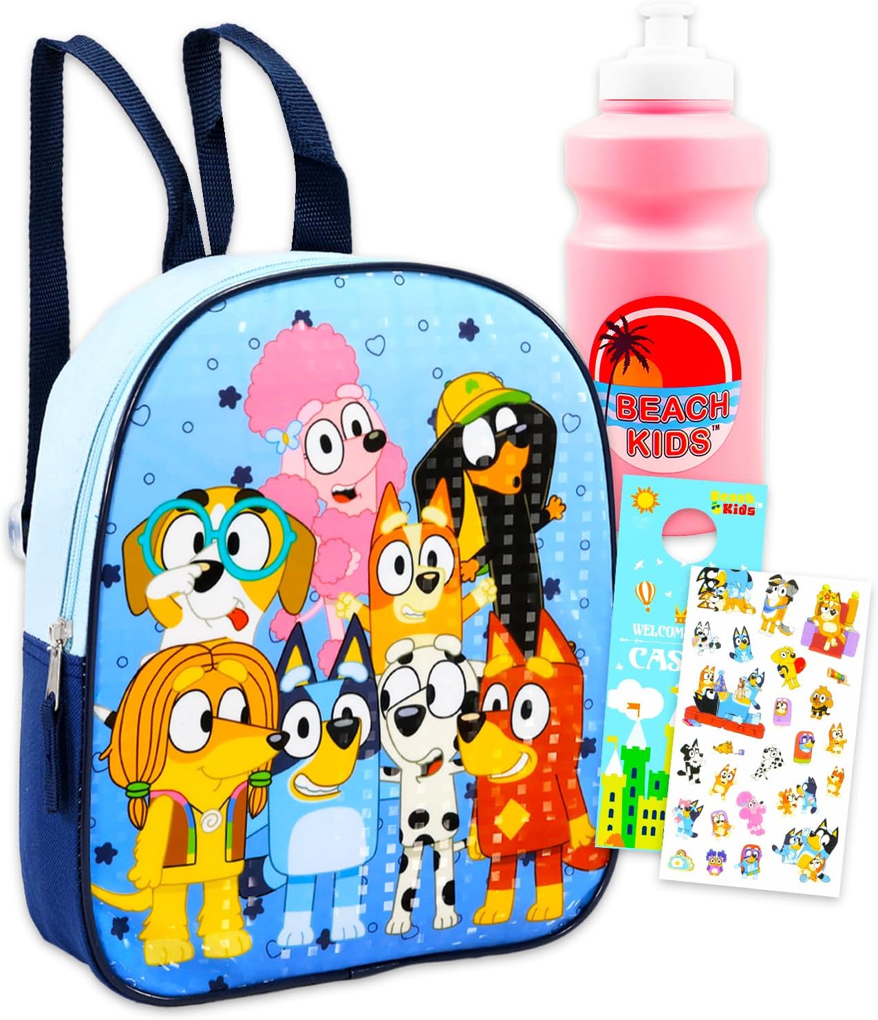 Bluey Mini Backpack for Girls - Bundle with 11" Mini Bag for Toddlers Plus Water Bottle, Stickers, More | Bluey Backpack Purse for Kids, Girls