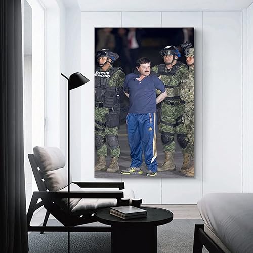 Miniatura 3 de HYQHYX Home Comforts - Póster de El Chapo Guzmán Sinaloa Cartel de drogas arrestado por drogas, pinturas artísticas sobre lienzo para decoración de