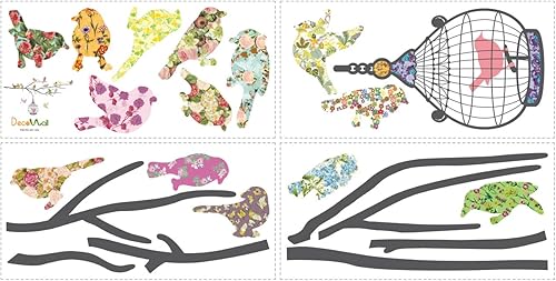 Miniatura 8 de Decowall DW-1202, 14aves y jaula pegatinas de pared