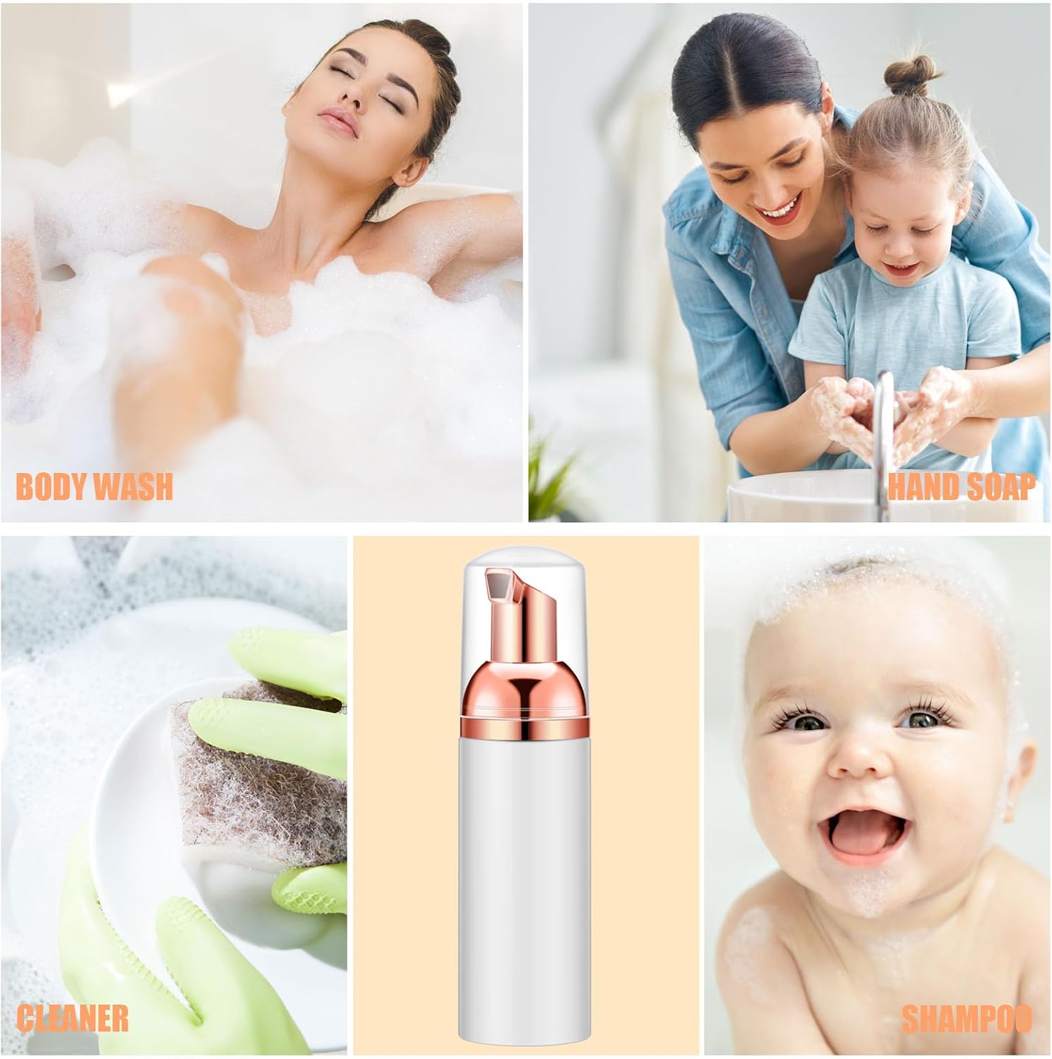 Lil Ray 12PCS 2oz Refillable Empty Foaming Pump Bottle for Hand Soap(White) image 4