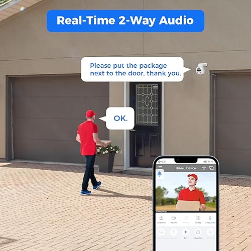 Miniatura 5 de Hiseeu Cámara PTZ PoE de 5MP, cámara de seguridad para exteriores e interiores, seguimiento humano automático, audio de 2 vías, alarma de foco,