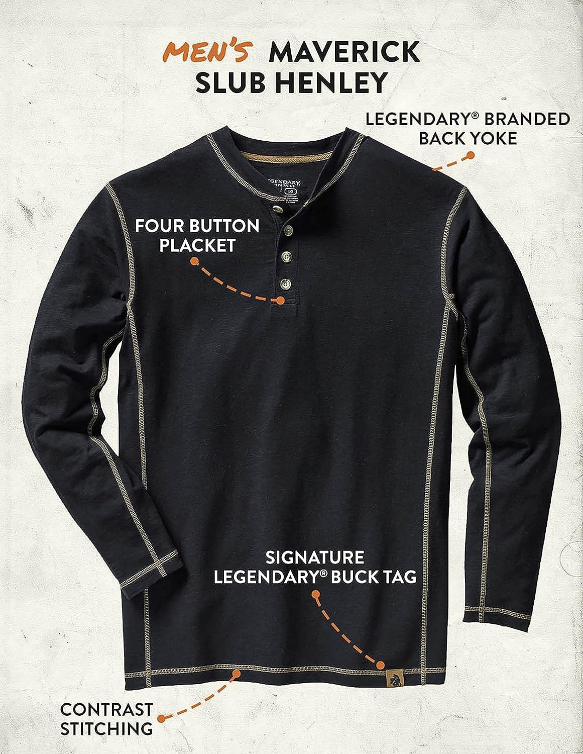 Legendary Whitetails Men’s Henley Long Sleeve Casual Fit Shirt - Image 6