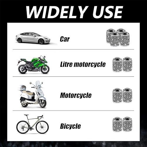 Miniatura 5 de Alpmosn Tapones de válvula de neumático de automóvil, 4 tapas de válvula de neumático brillantes, tapones de cristal brillantes para mujeres,