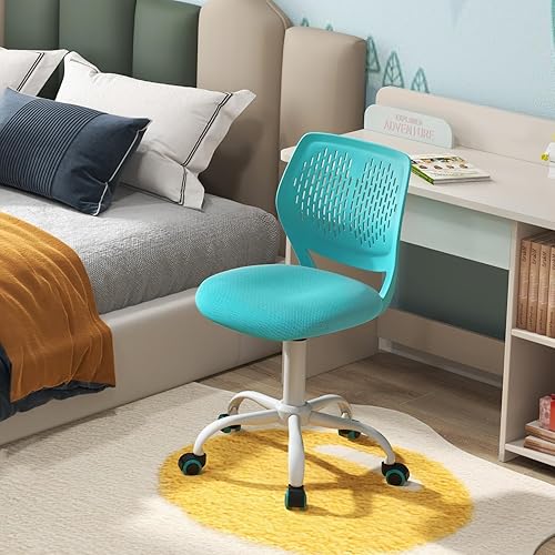 Miniatura 30 de POWERSTONE Silla pequeña de escritorio para oficina en casa, silla giratoria para computadora de estudio, silla de trabajo de altura ajustable con