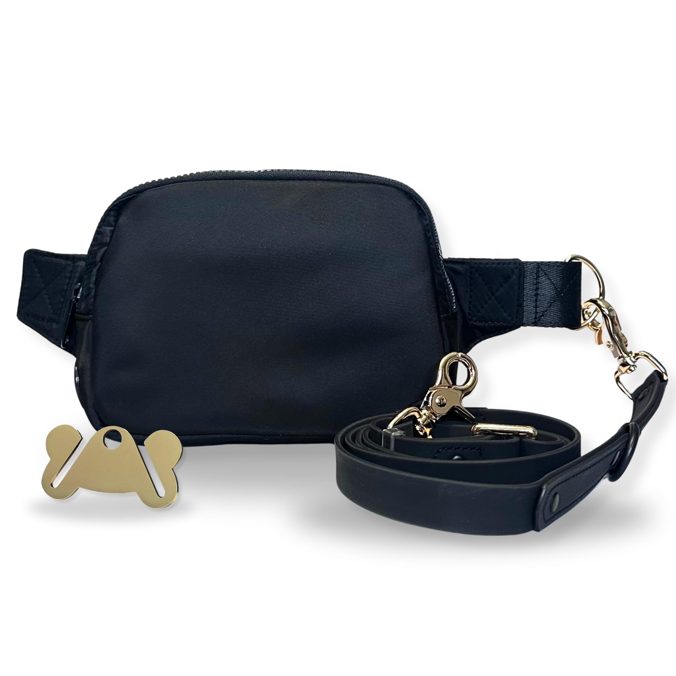 Hands Free Leash and Belt Bag | Black Belt Bag + Leash