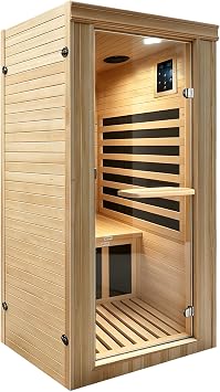 1 Person Infrared Saunas Canadian Hemlock Wood Low EMF Dry Sauna