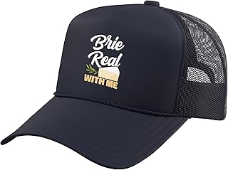 Brie Real with Me French Cheese Soft Cheese Lactose Foodie Trucker Hat with Adjustable Mesh Back