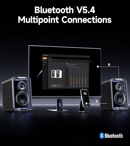 Miniatura 4 de Edifier QR30 2.0 Altavoz activo de escritorio, altavoces compactos Bluetooth V5.4 para computadora, altavoz inalámbrico, 30 W (RMS), entrada con