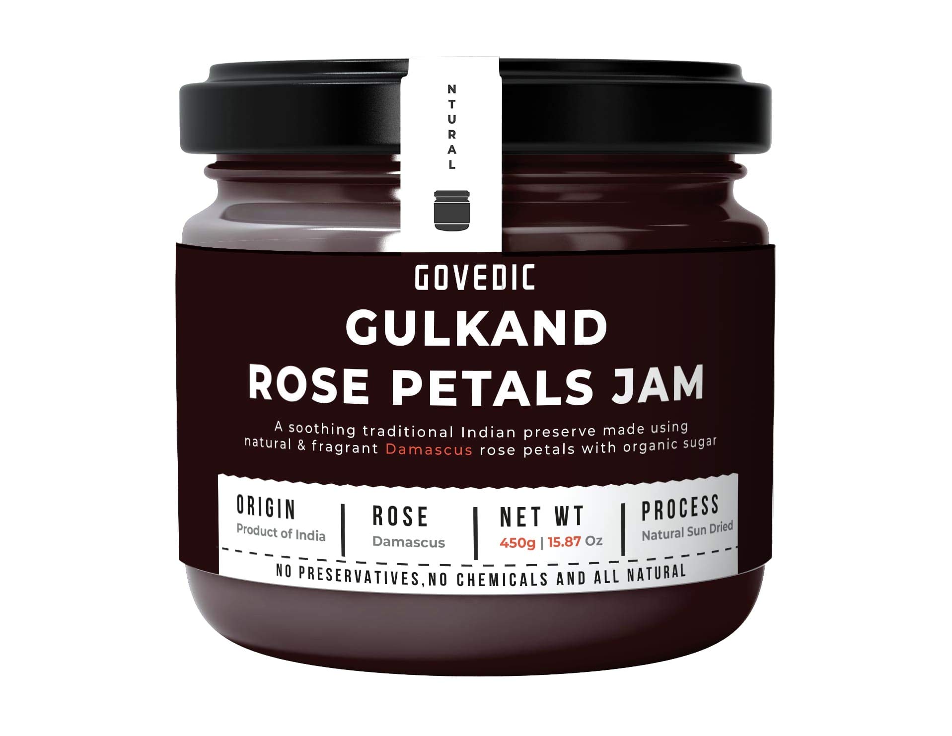 Govedic Gulkand 450g | Indian Gulkand with Pink Damask Rose (Gavthi Gulab) & Organic Sugar | Sun Cooked No Preservatives-image-31