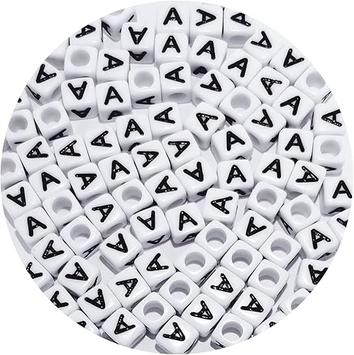 Cuentas cuadradas de letras acrílicas de 0.236 x 0.236 pulgadas, cuentas A del alfabeto para pulseras, joyería, llavero DIY, 100 unidades