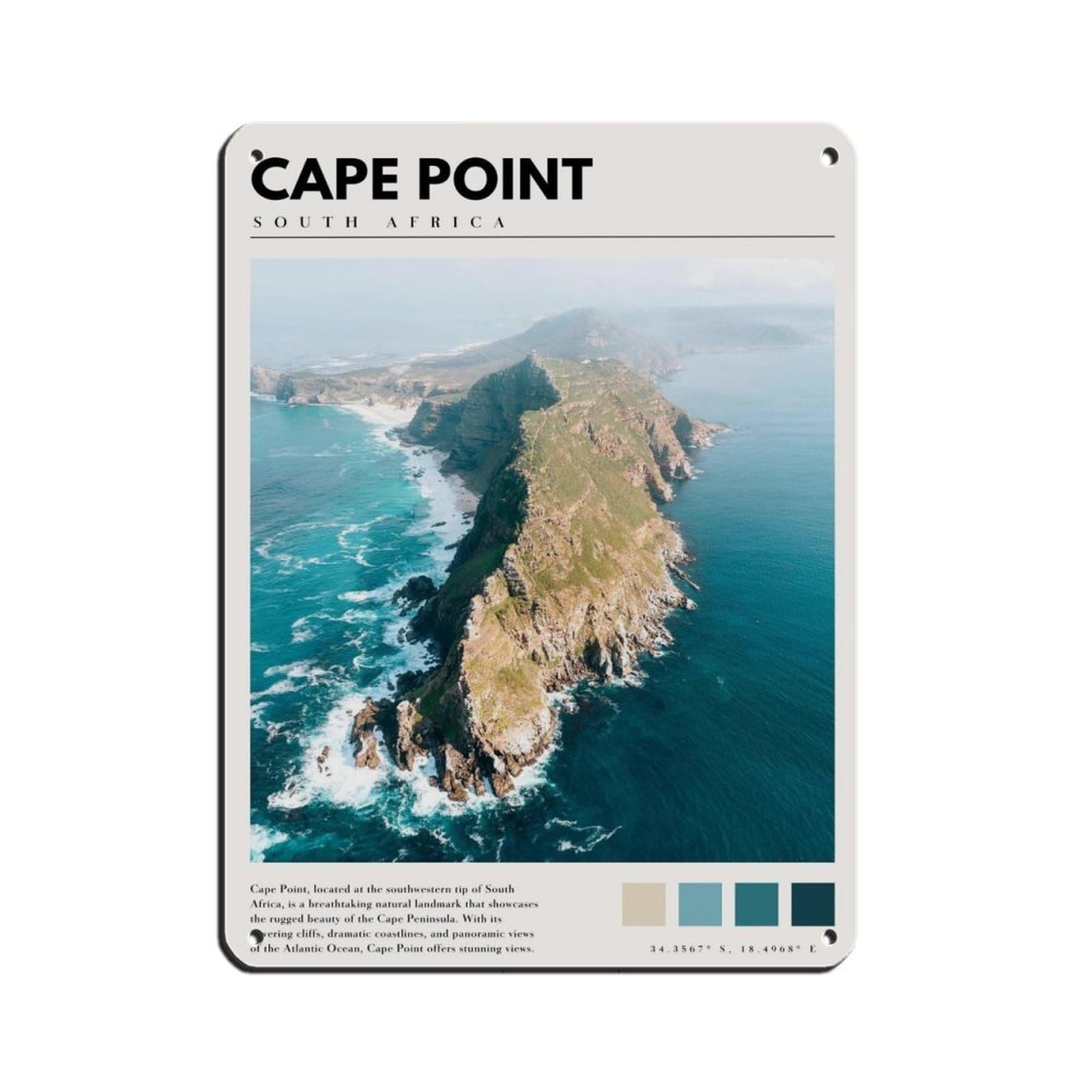 Cape Point South Africa Cape Point Poster Tin Sign Vintage Metal Pub Club Cafe Bar Home Wall Art Decoration Poster Retro 12x16inch(30x40cm)