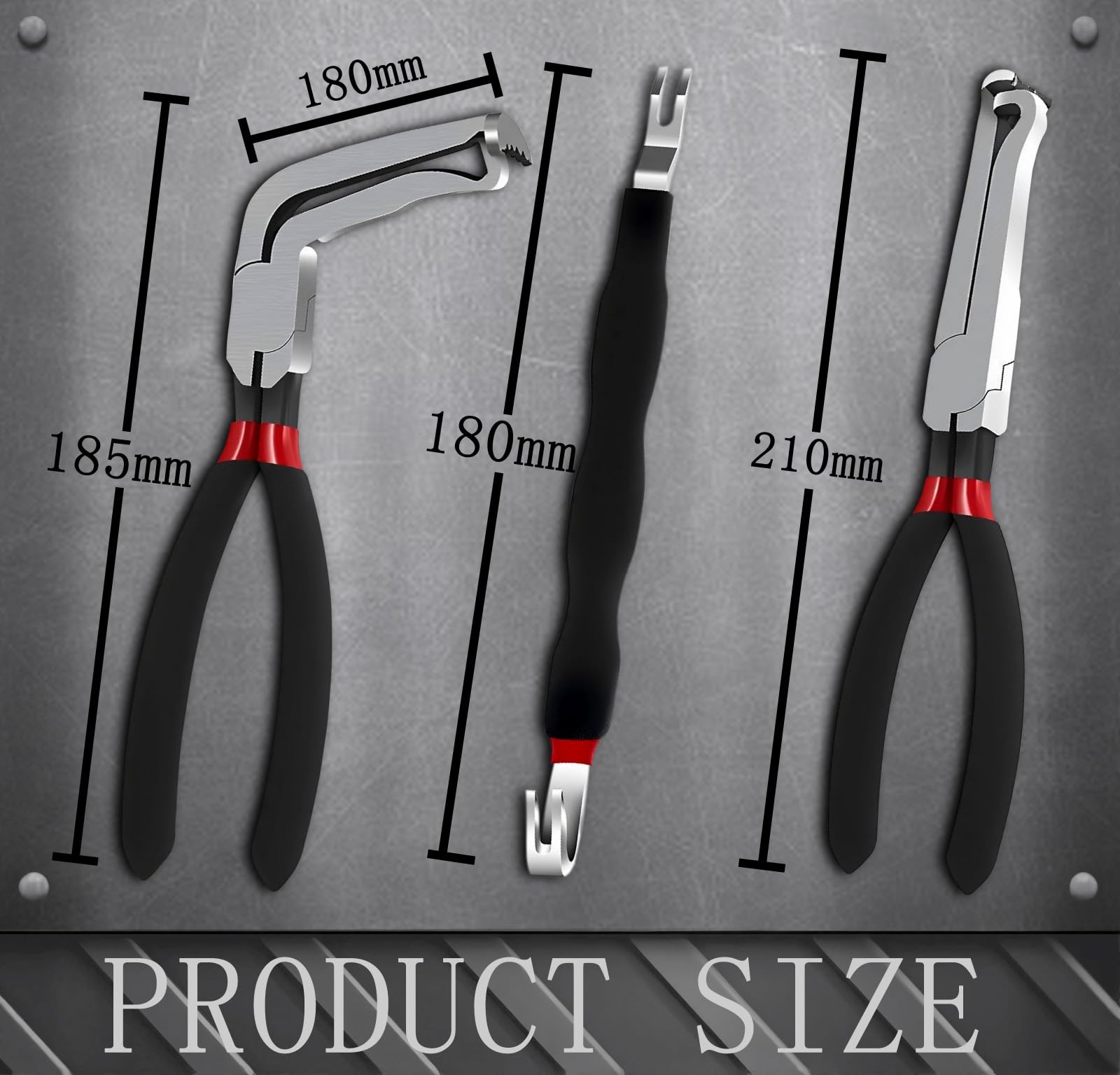 60-Degree Angled Electrical Disconnect Pliers for Automotive Connectors, Sensors & Wire Plugs - Locking Push Tab Removal Tool with Non-Slip Grip, (3-Piece Set) (3 PCS)