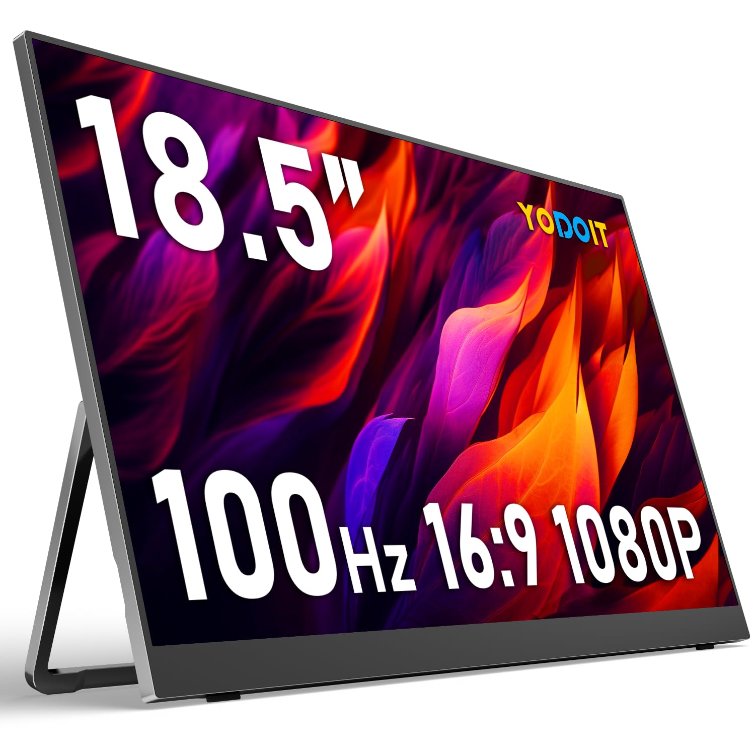 Yodoit Monitor Portátil 18.5" 100Hz Pantalla FHD 1080p IPS Puerto USB Tipo C Altavoces Cubierta Inteligente Metálica Compatible con PC, MacBook y Xbox Etiqueta Energética