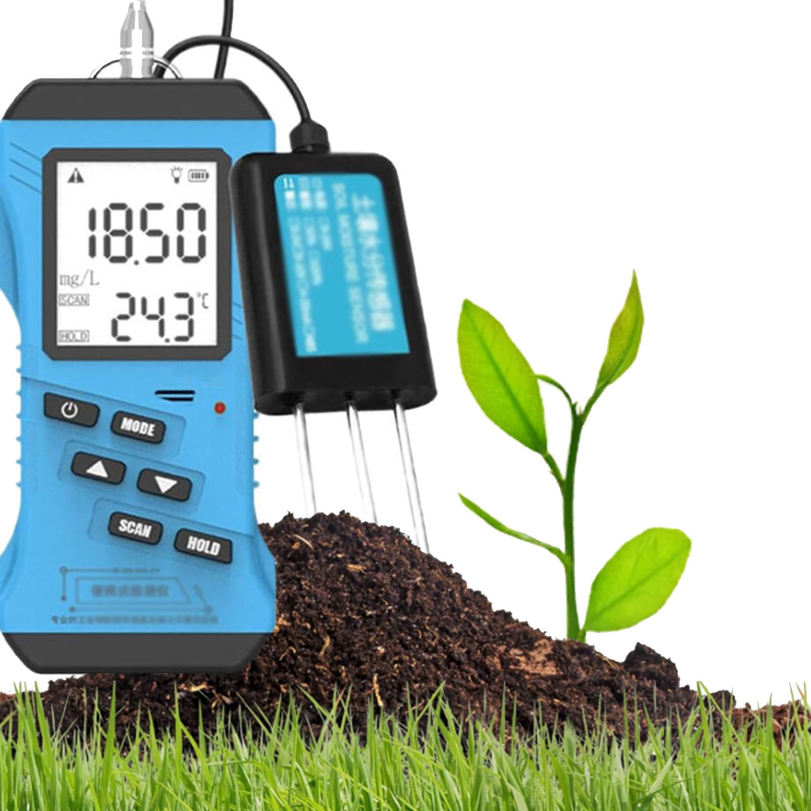 VitalisWorks 7 in 1 Soil Tester, Nitrogen, Phosphorus, Potassium Npk Tester, Ph, Moisture, Nutrient Conductivity, Ec Meter,Irrigation:Farm,Golf,Orchard,Nursery,Garden,Landscape