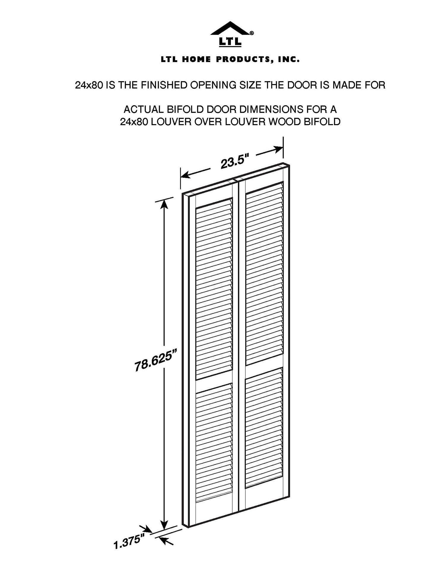 LTL Home Products 810420 Louvered Bifold Interior Solid Wood Door