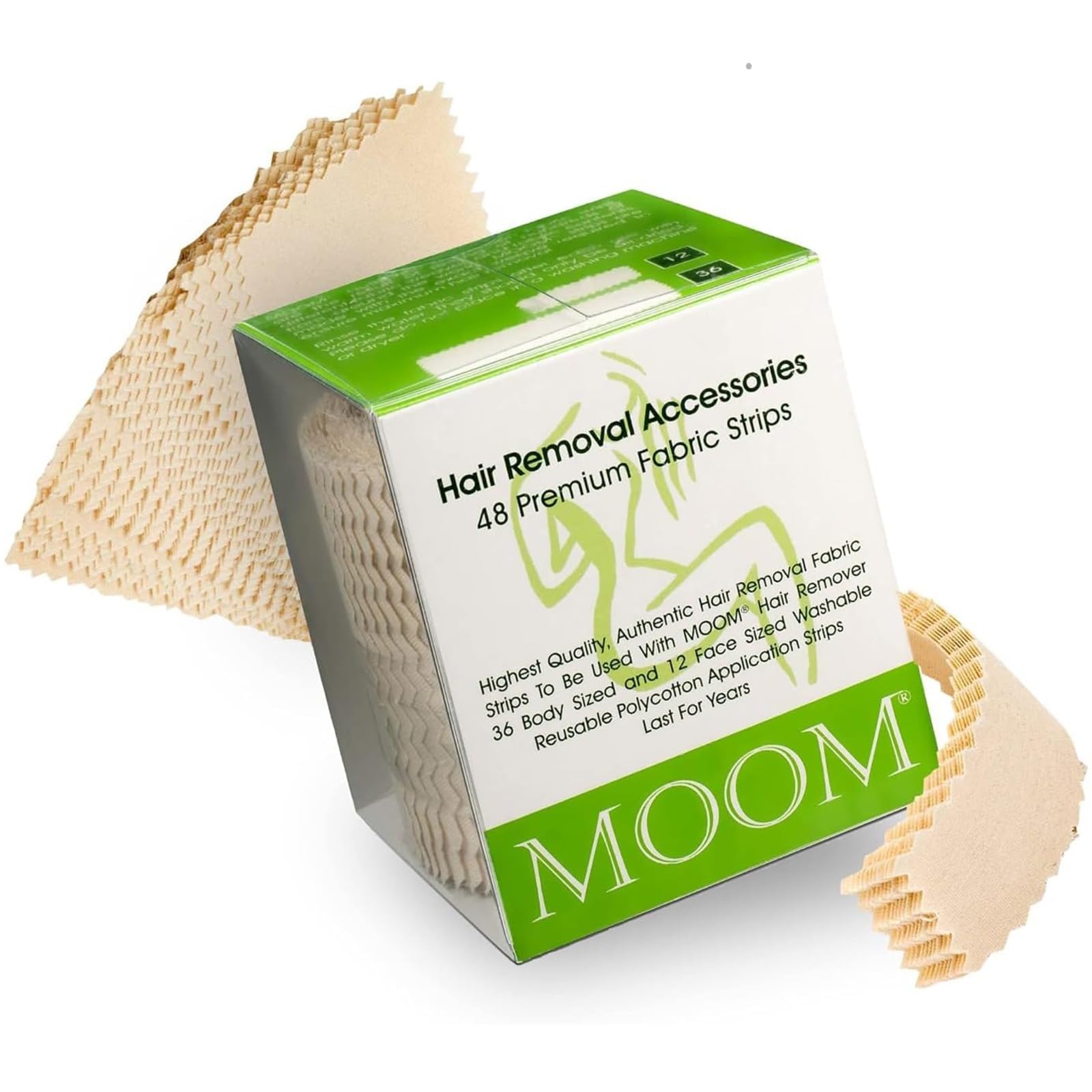 Moom Waxing Strips for Women (48 Count) Polycotton, Specially Engineered for Maximum Hair Removal – Perfect for Bikini, Leg, Eyebrow, Body & Face Wax