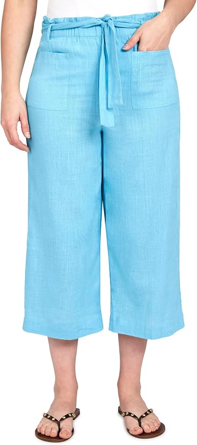 Ruby Rd. Pantalón capri de lino lavado para mujer : Ropa, Zapatos y Joyería  - Amazon.com