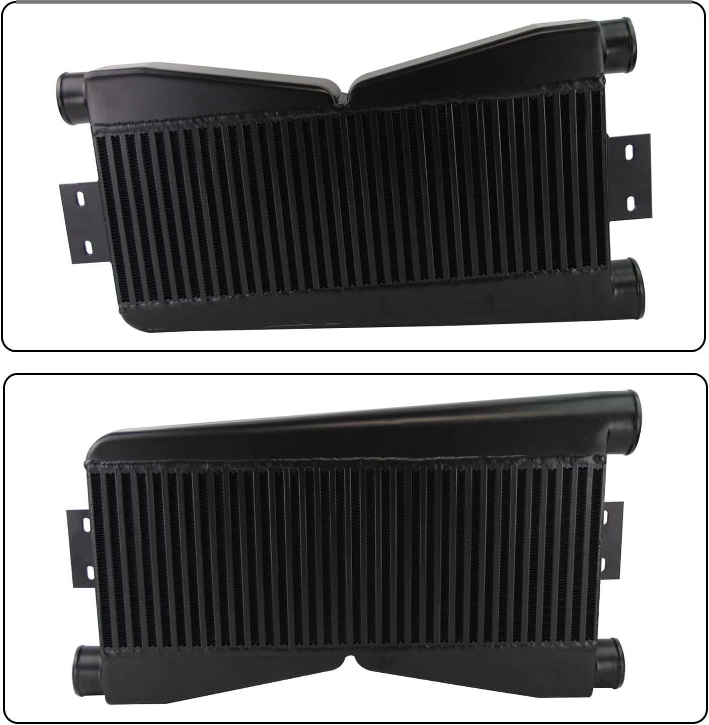 Universal Twin Turbo Intercooler 24"x9"x3.5" Bar & Plate Custom (2 In/1 Out) Black