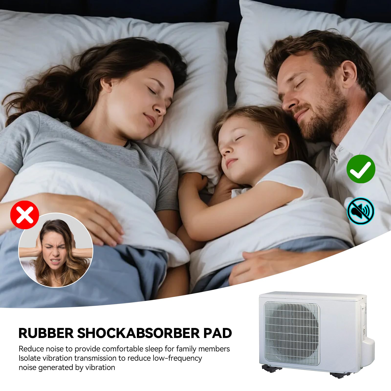 4er-Pack Vibrationsdämpfer Für Klimaanlagen – Gummifüße 111x49 Mm, Anti-Vibrationshalterungen Für Außengeräte