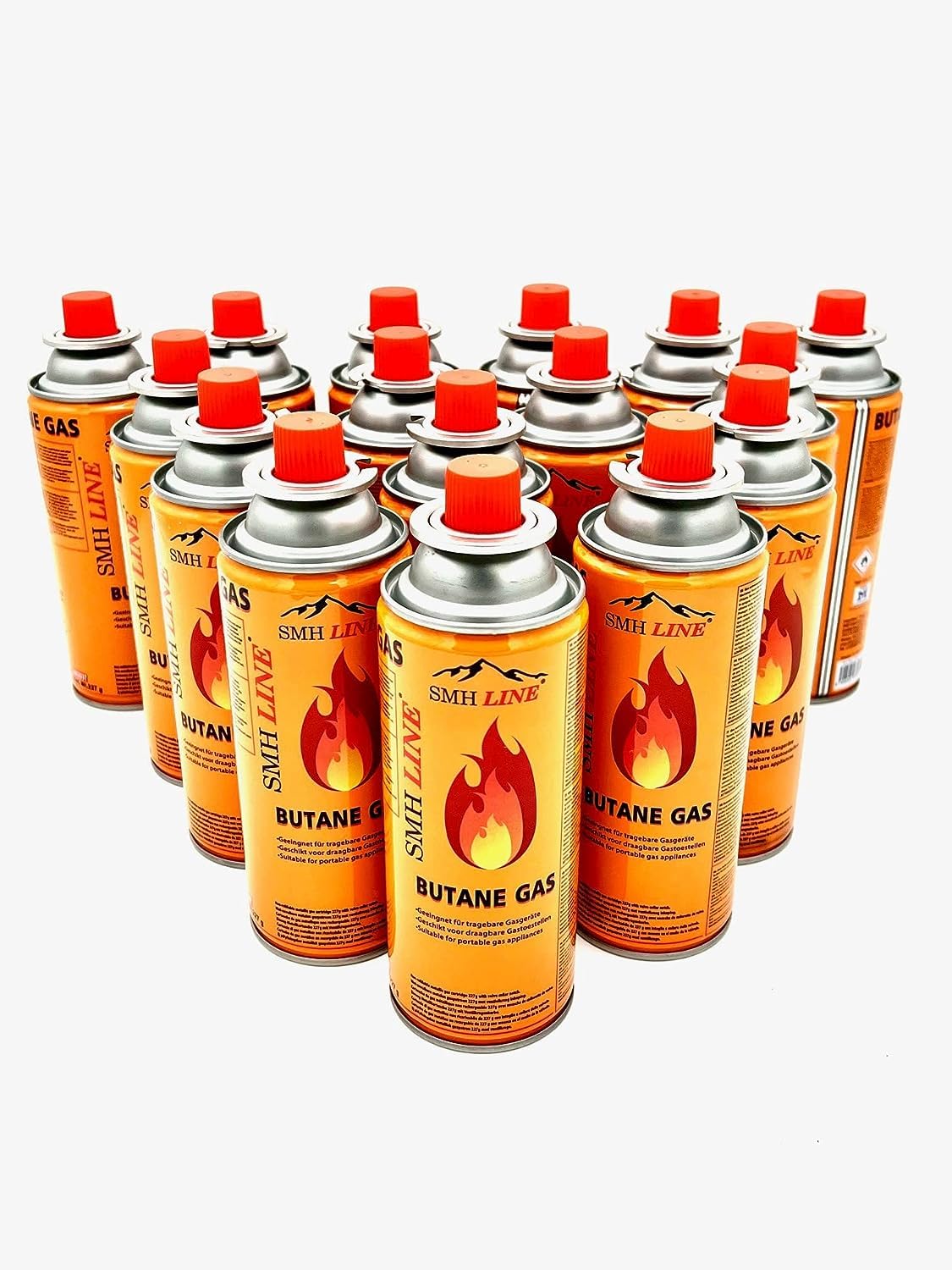 SMH LINE® Hornillo de gas para camping, incluye 24 cartuchos de gas, 227 g, gas butano, maletín, estufa, barbacoa exterior, 1 llama