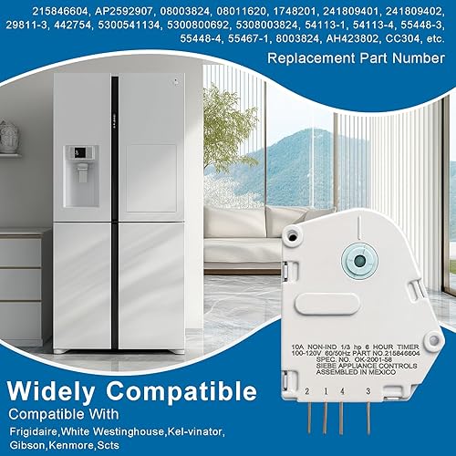 Miniatura 5 de AP2592907 - Temporizador de descongelación para refrigerador, 120 V, 6 horas, 21 minutos, temporizador 215846604 para refrigerador y congeladores