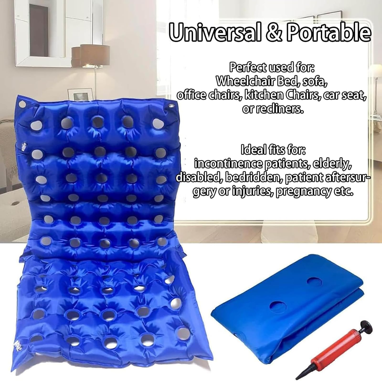 Zayuzo Materasso a Pressione Alternata con Pompa Elettrica, Materasso Antidecubito con 55 Prese d'Aria, Materiale in PVC, Materassino a Pressione Portatile Pieghevole Gonfiabile per Anziani Disabili