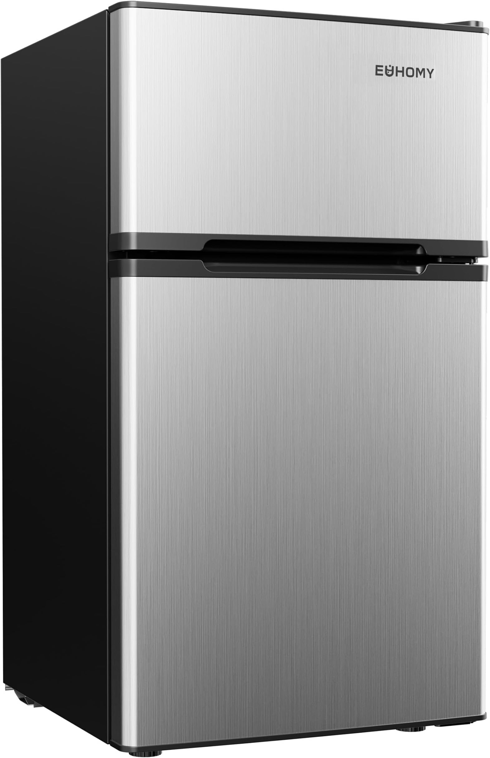 Euhomy Mini Fridge with Freezer, 3.2 Cu.Ft Mini refrigerator with freezer, Dorm fridge with freezer 2 door For Bedroom/Dorm/Apartment/Office - Food Storage or Cooling Drinks(Silver).