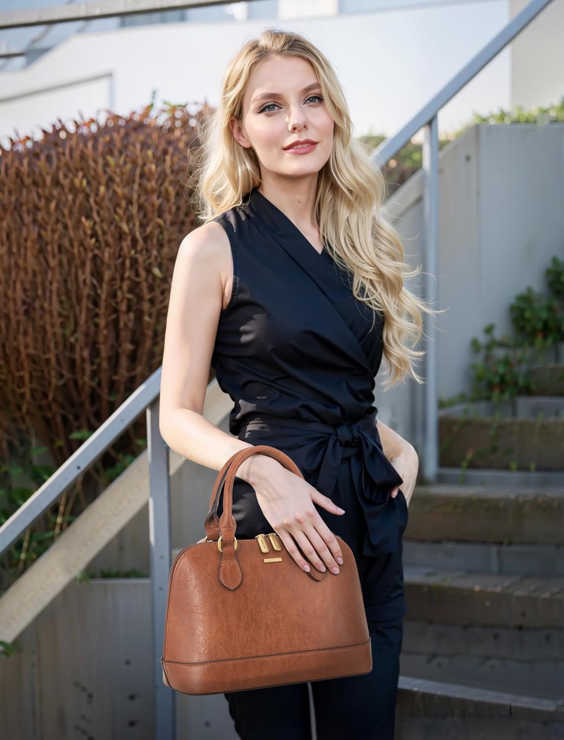 LOVEVOOK Purse for Women Small Crossbody Bags Classic Double Zip Top Handle Dome Satchel Bag - Image 3