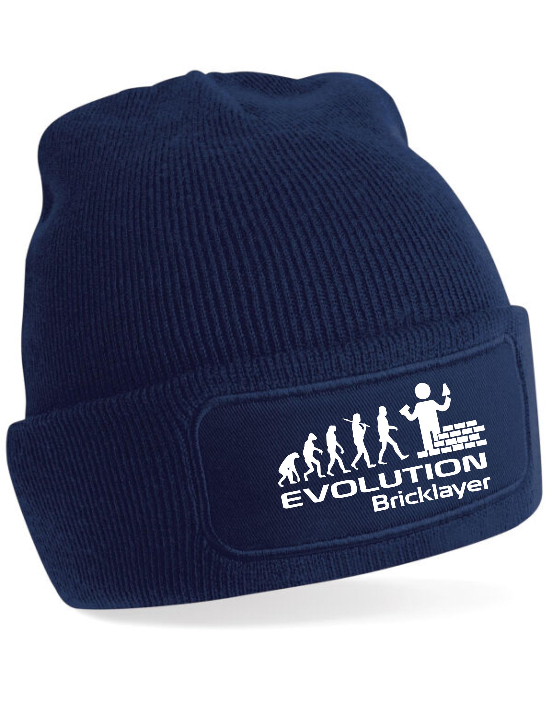 Print4U Evolution of A Bricklayer Beanie Hat Gift for Any Brickies Men & Ladies Blue