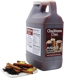 Chaikhana Chai - Spicy Masala Chai Concentrate - Makes (40) Drinks - Slow Brewed with Organic Black Tea, Ginger and Fresh Crushed Spices - 1/2 Gallon