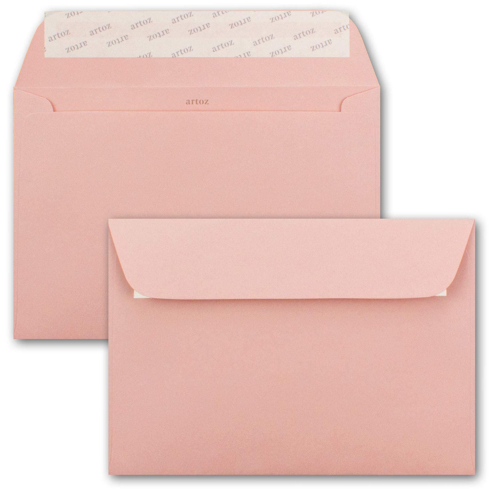 Artoz Floetta Lot de cartes pliables format A6 avec enveloppes DIN C6 200 g/m² Papier pastel 50 Sets Rose clair (281)