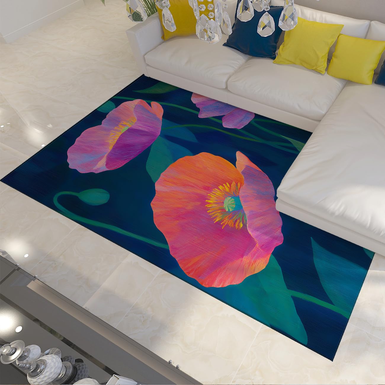 Tapis pour chambre aux motifs de plantes tropicales, descente de lit douce pour nurserie