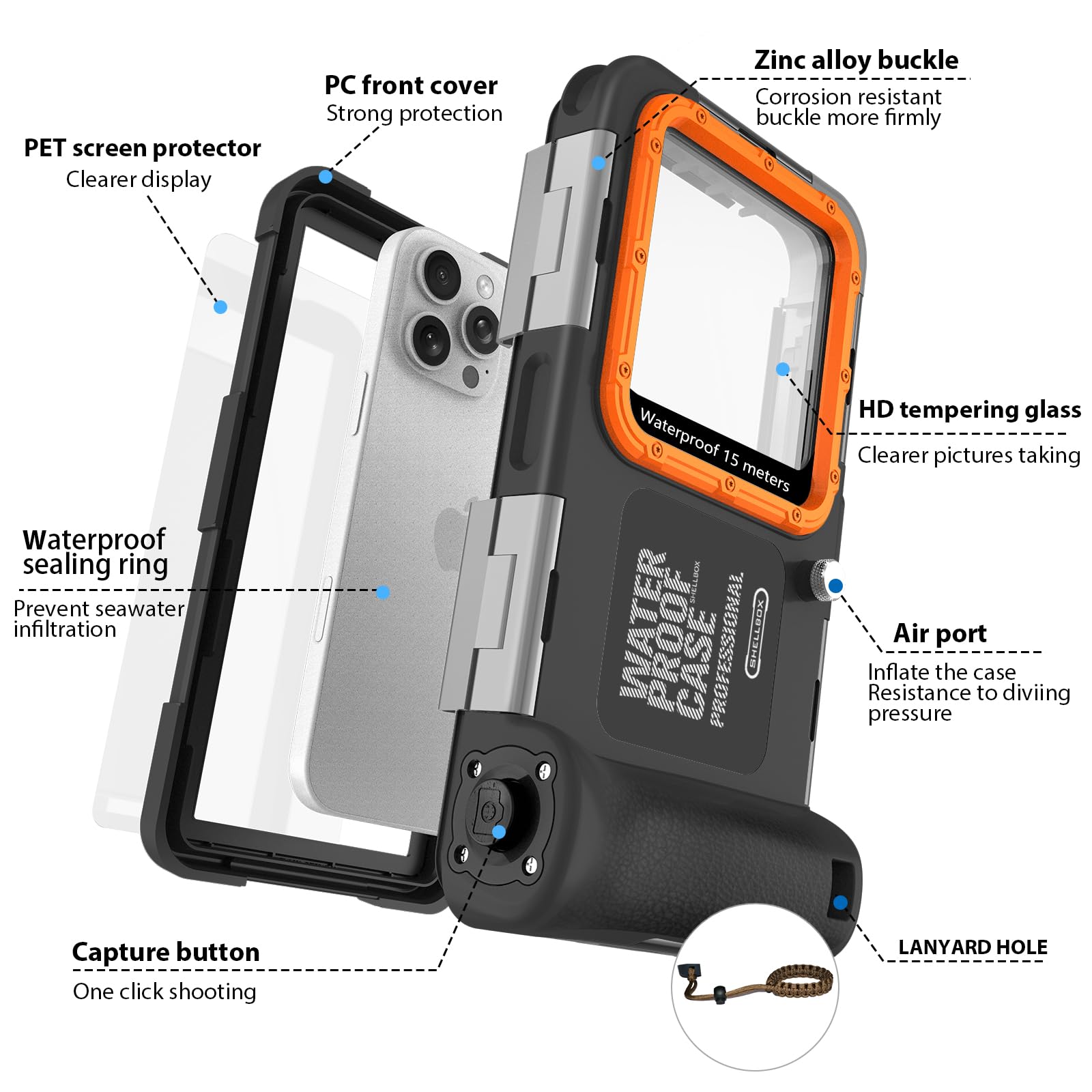 Custodia Impermeabile Smartphone IPX8 Porta Custodia Cellulare Impermeabile Universale Custodia Subacquea Sacchetto per iPhone 17 Air 16e 13 14 15 16 17 Pro 13 14 15 16 Plus 13 14 15 16 17 Pro Max