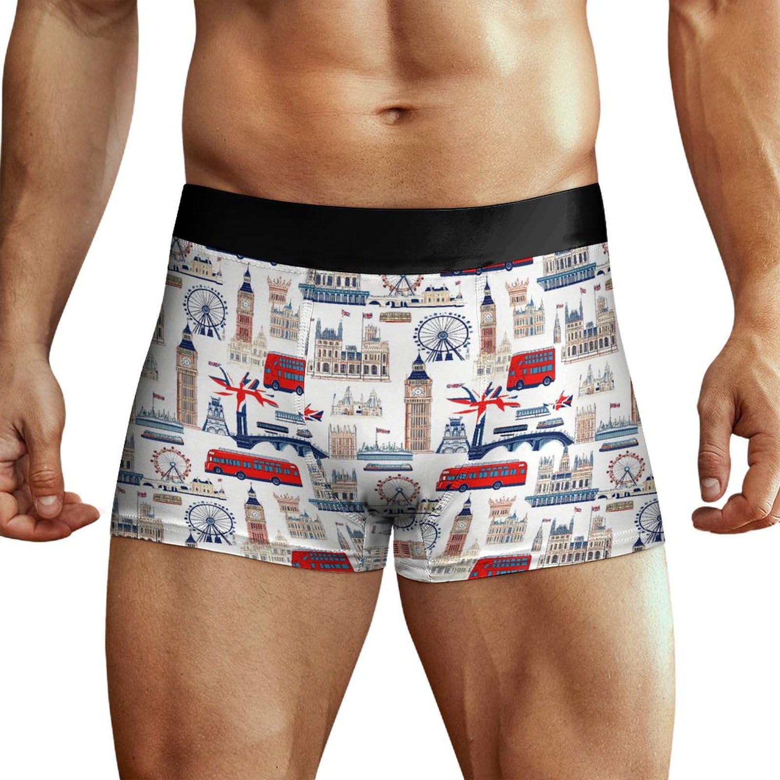Hlbsdm Men's As Pic Uk London Theme British Flag Underwear Soft Boxer Briefs Trunk Funny Boxers