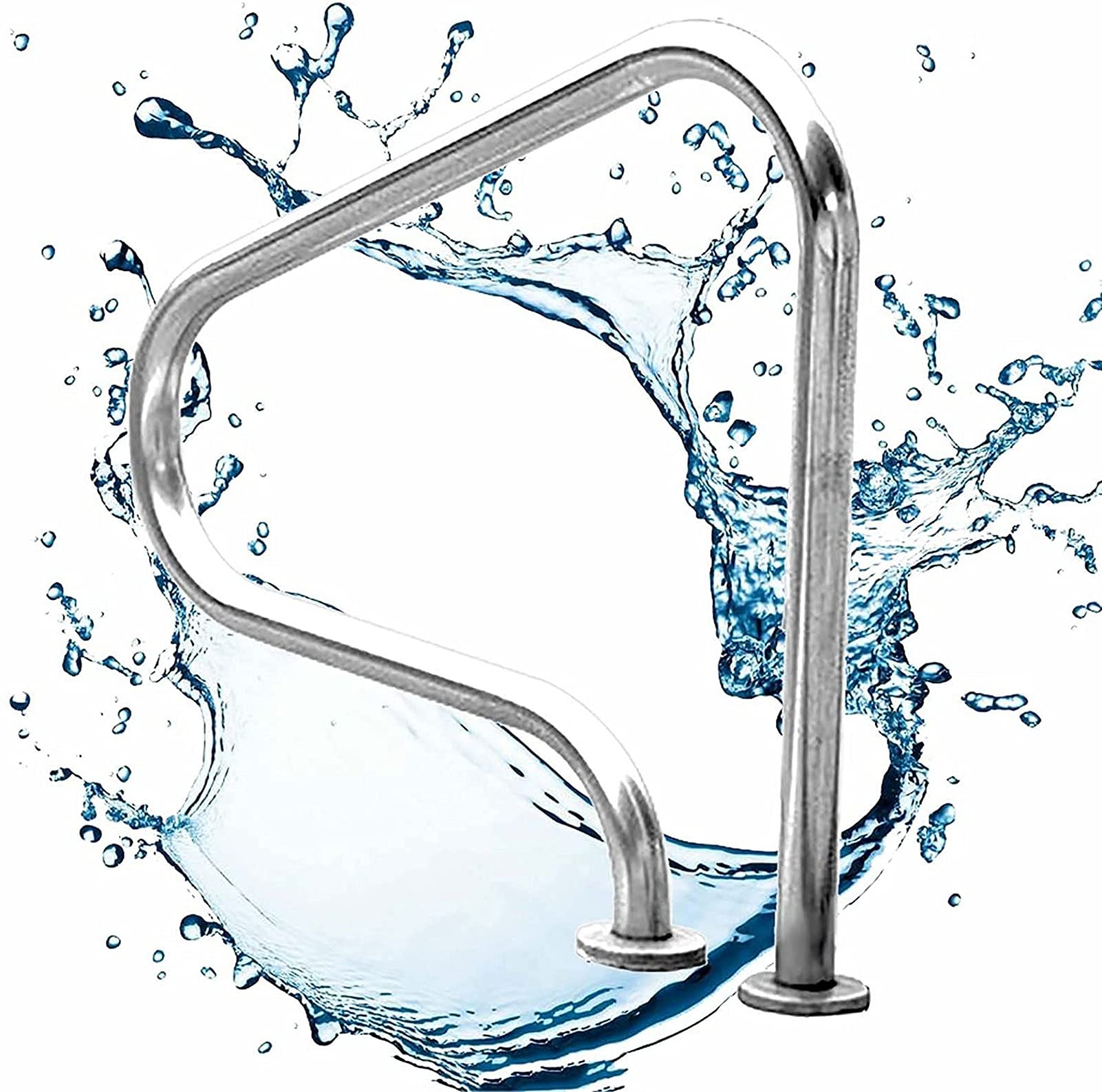 Klzuopt Swimming Pool Safety Hand Rail Stainless Steel Pool Handrail With Grip Cover, High Load Capacity For Secure Swimming Pool Access