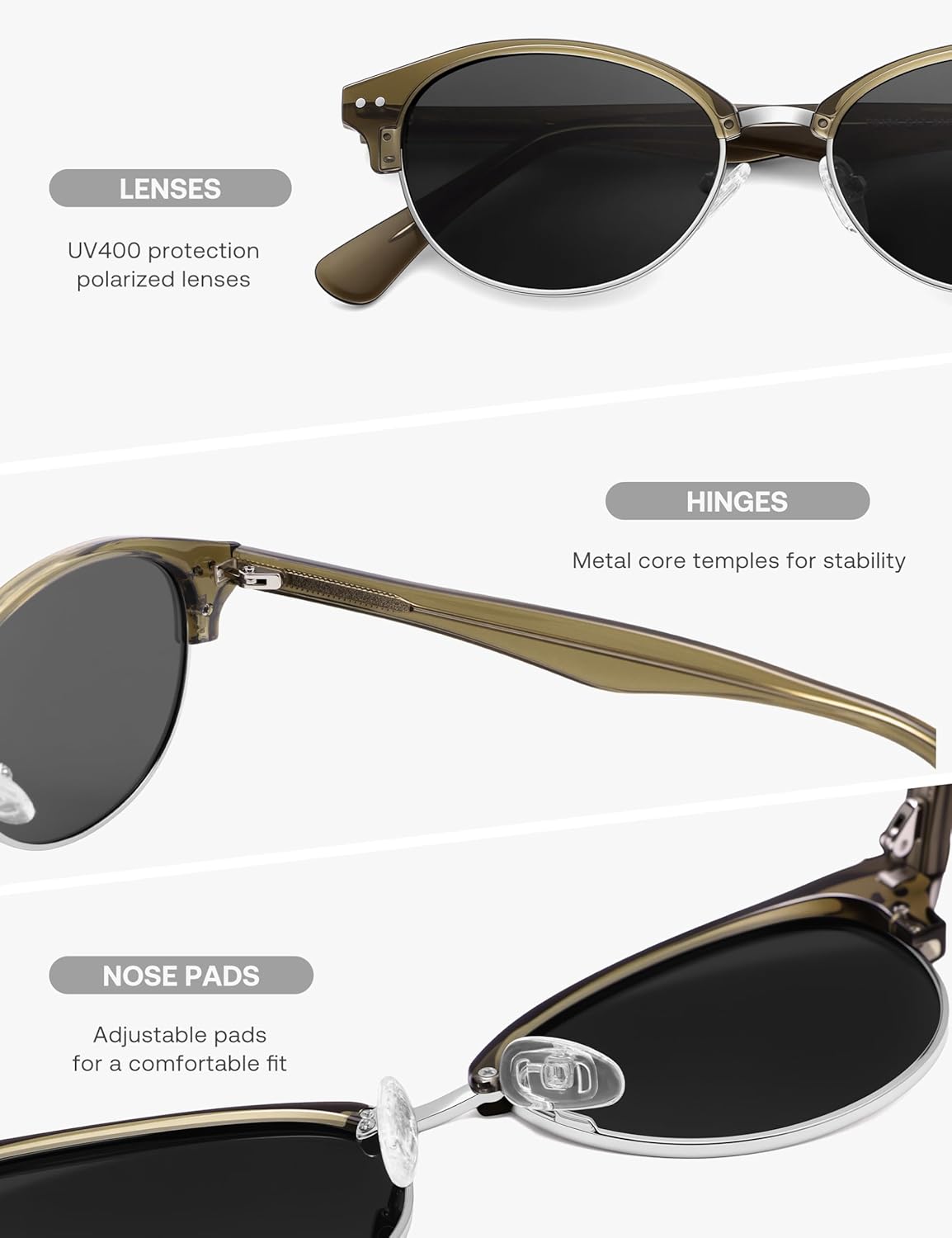 SOJOS Trendy Oval Polarized Sunglasses for Women Retro Cute Shades Sunnies SJ2687 Global Recycled Standard Global Recycled Standard Global Recycled Standard - Image 4