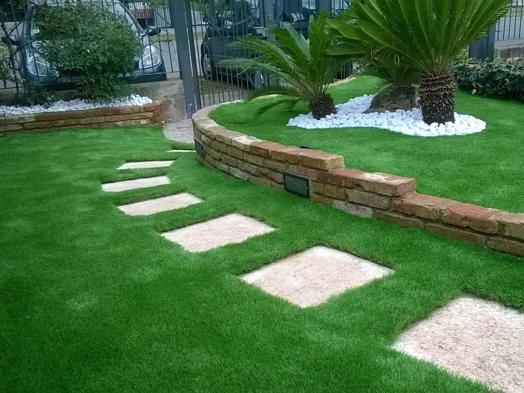 Prato sintetico 40mm manto erboso 4 Sfumature Di Colore finta erba giardino tappeto esterno Top 4cm (2x10 Metri)