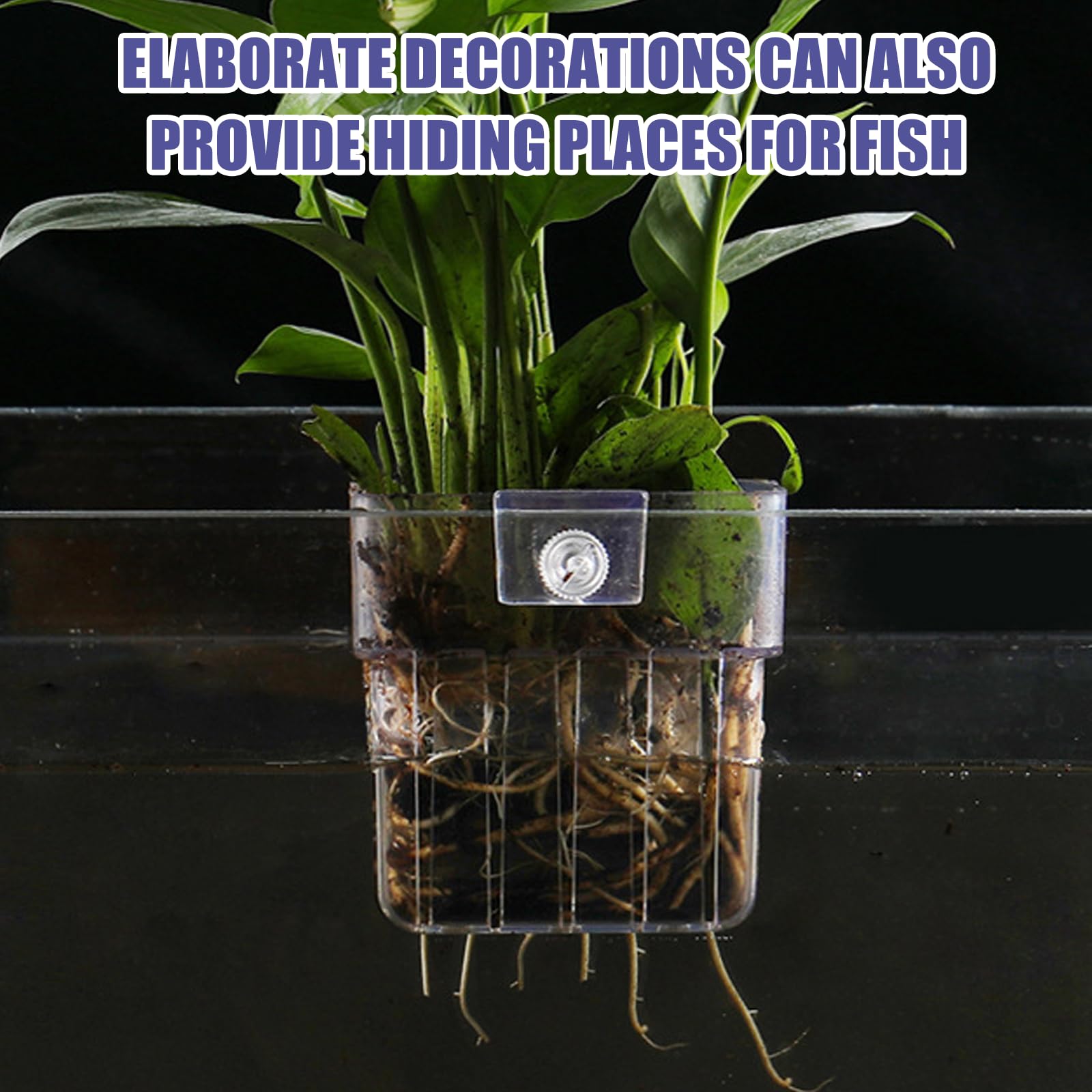GOMETY 6 Stück Aquarium Pflanzenhalter, Hängend Pflanztopf Aquarium Acryl Transparent Cup Pflanzkorb Pflanzenständer für Aquarien für Fisch Tank Aquaponic Pflanzenkultur, Aquascape Dekorationen