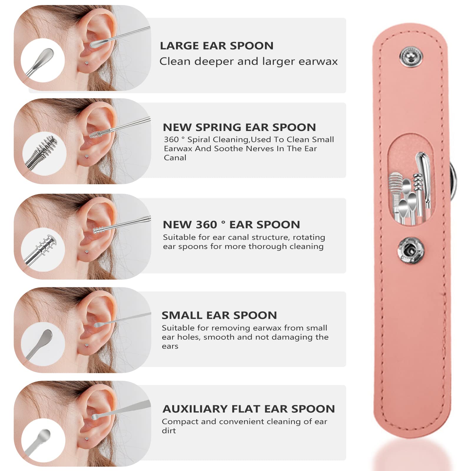 Pleteffect Ear Cleaner, The Most Professional Ear Cleaning Master in 2023—Earwax Cleaner Tool Set, Ear Cleaner Earwax Removal Tool with Portable Keychain PU Leather Case (Yellow)