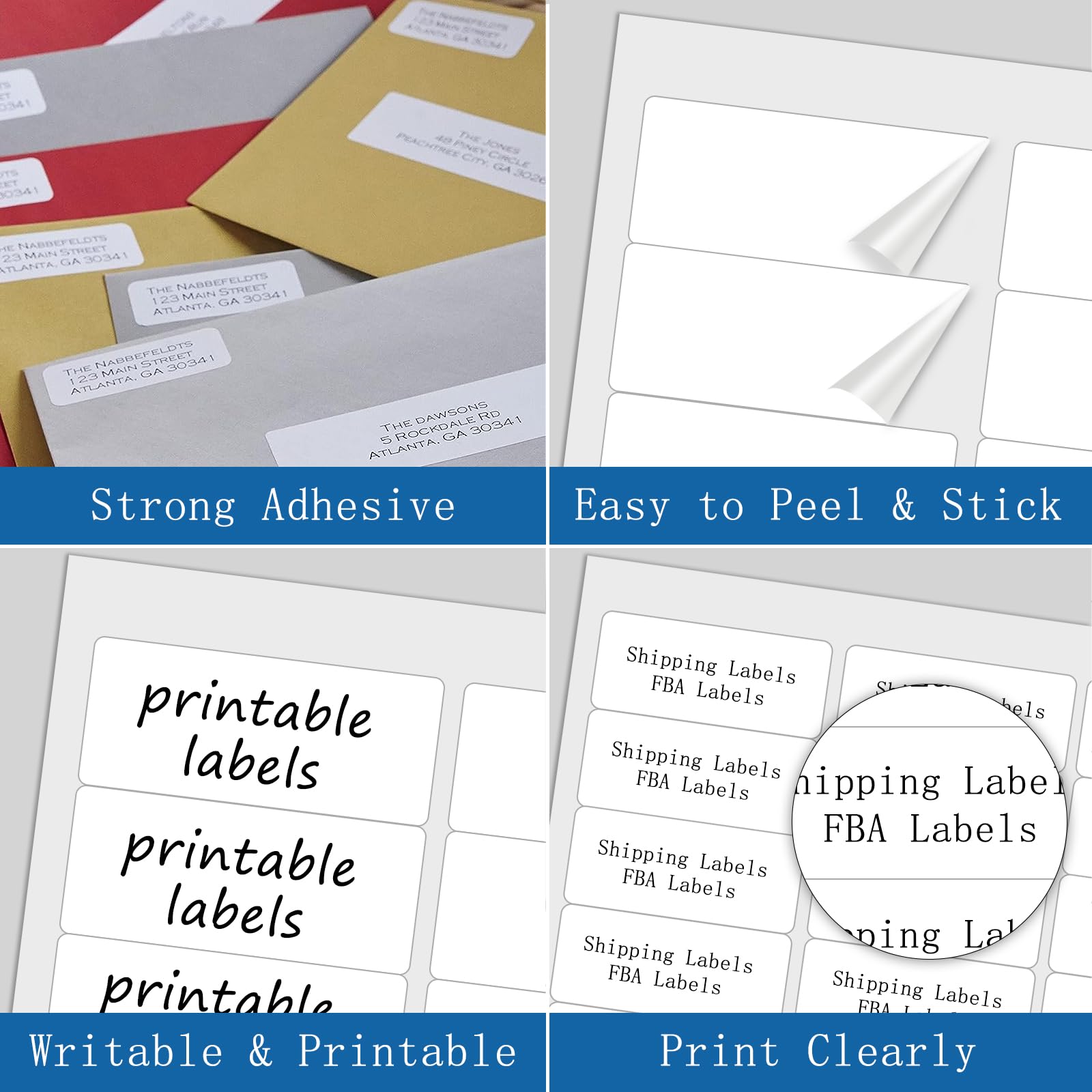 3000 White Mailing Labels 1x2-5/8 - Self Adhesive Matte Labels For Laser/Inkjet Printers