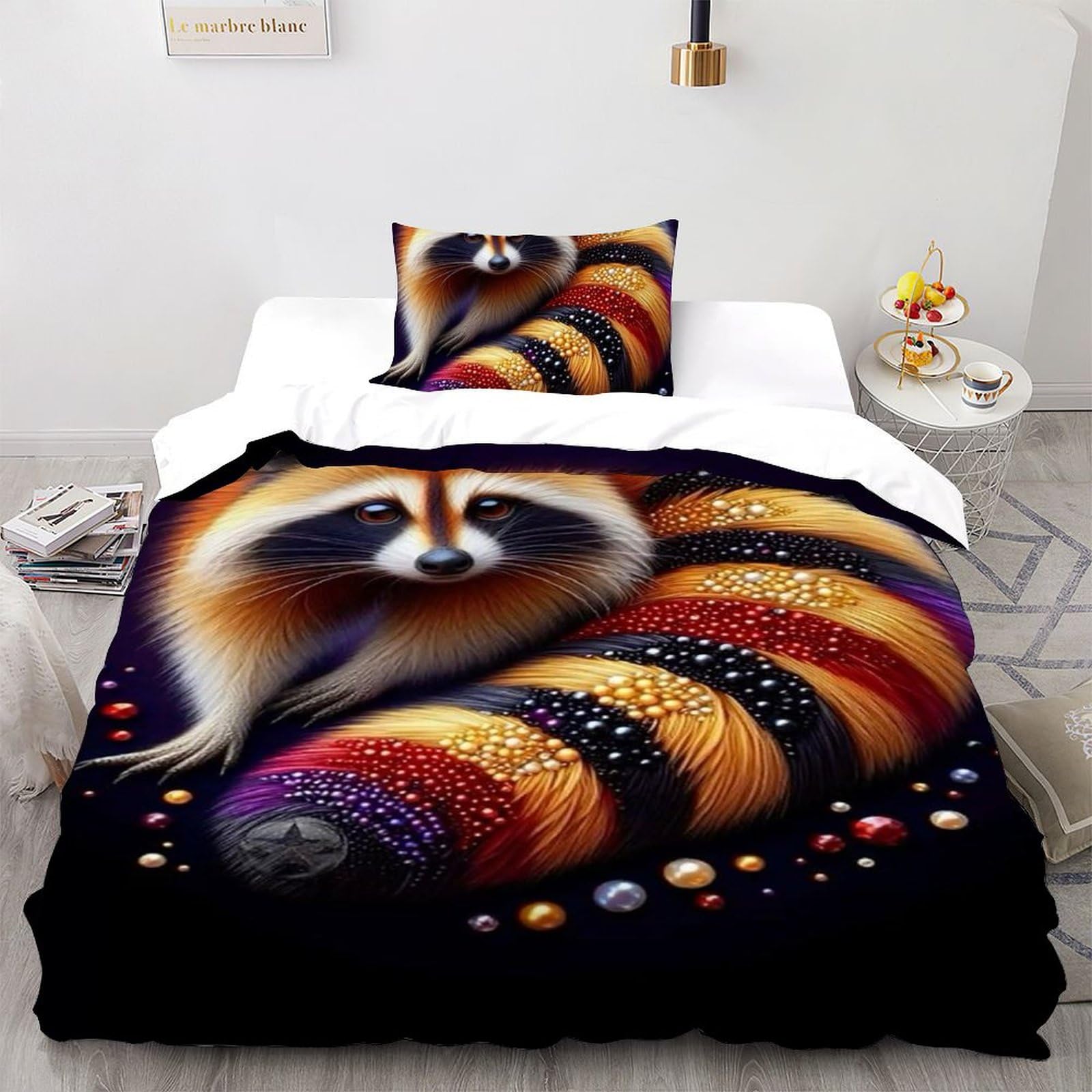 Housse de couette raton laveur 135x200 parure lit 1 personne