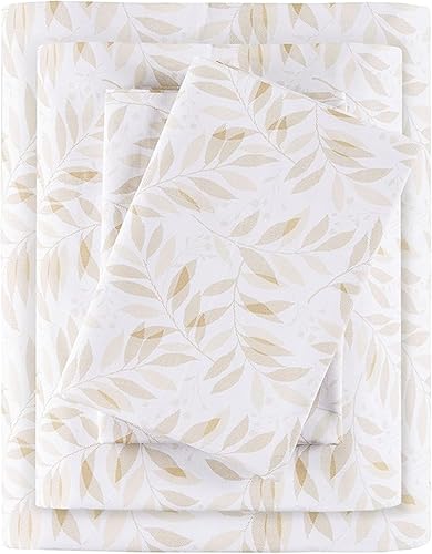 Madison Park Essentials Sábanas 100% algodón, transpirables y suaves, diseño impreso, juego de sábanas de algodón con bolsillo elástico para