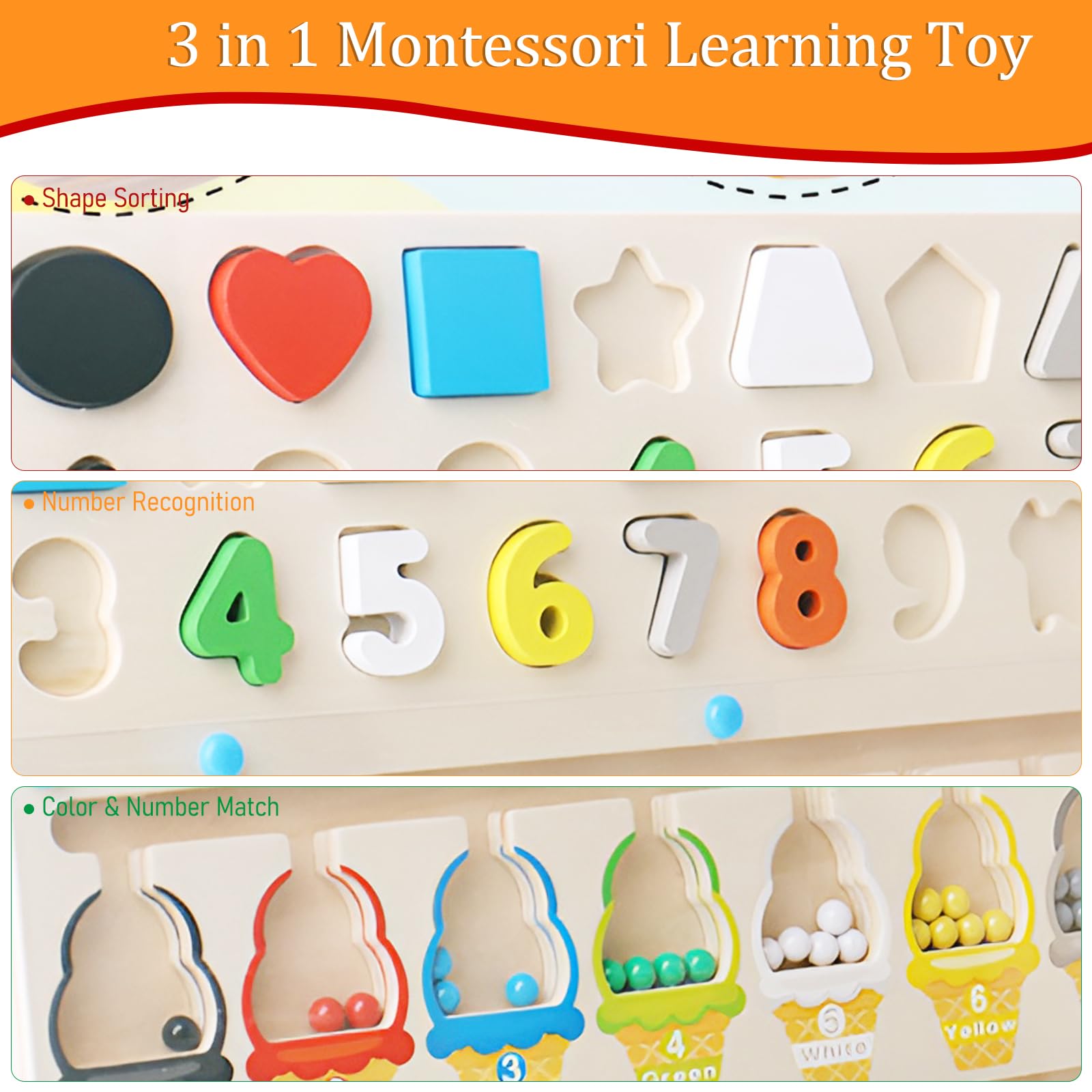 Giocattolo Montessori Labirinto Magnetico In Legno Per Bambini 2-6 Anni - Gioco Educativo Con 55 Perline Colorate, Numeri E Colori, Sviluppa Coordinazione E Motricità Fine, Regalo Ideale