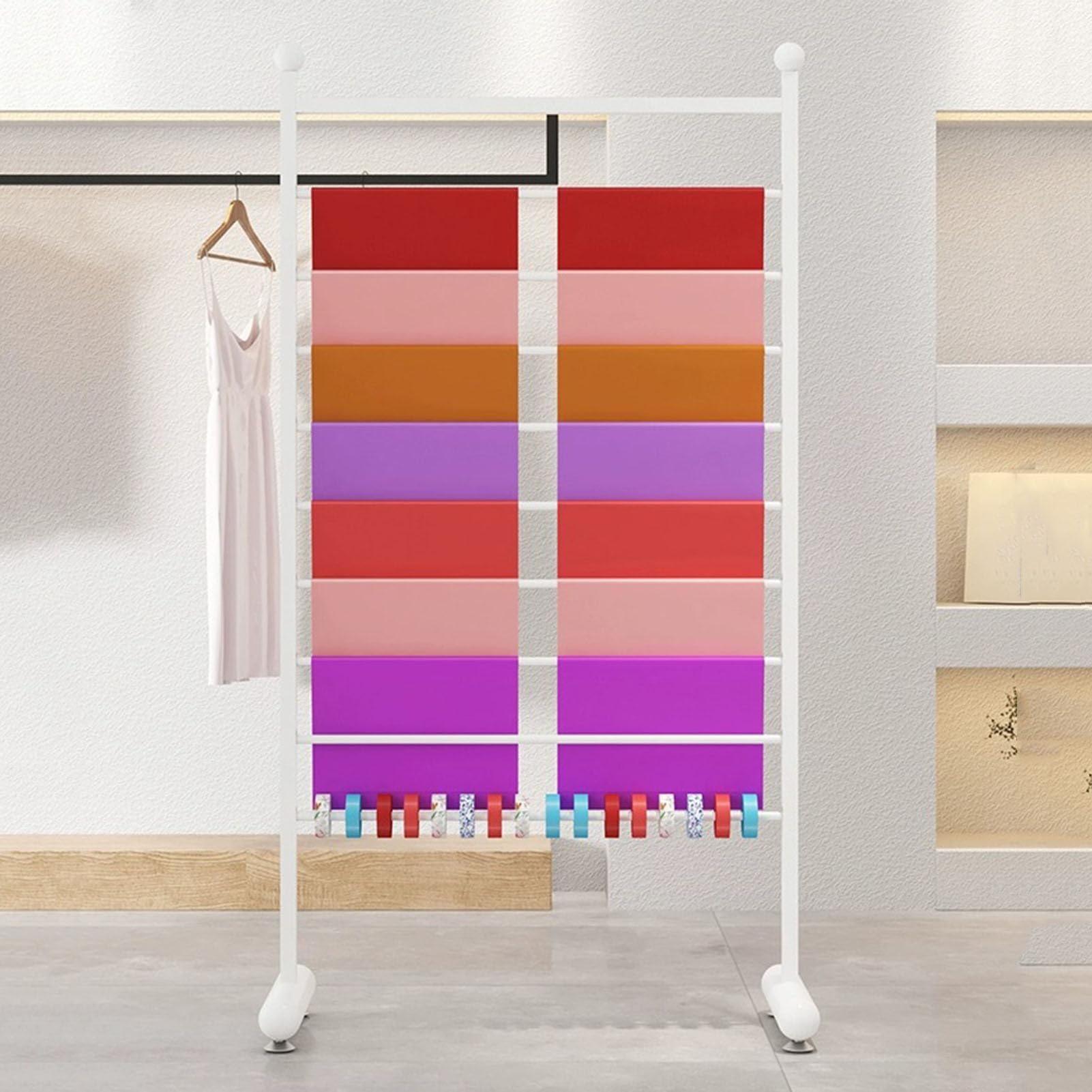 Stojak Na Szaliki Do Sklepu Detalicznego, Wieszak Na Szale, Torebki, Paski, Spodnie, Koce, Organizer Na Hidżab, Wieszak Na Krawaty I Ręczniki, Biały, 70 * 158 Cm