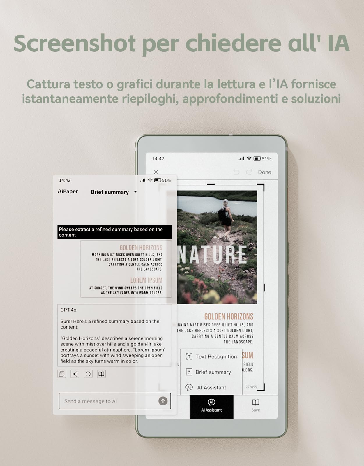 VIWOODS 6,13’’ AiPaper Reader C con display a colori, dispositivo eReader E Ink con luce calda e fredda regolabile, ultra-sottile e leggero, con integrazione AI, 128 GB di memoria
