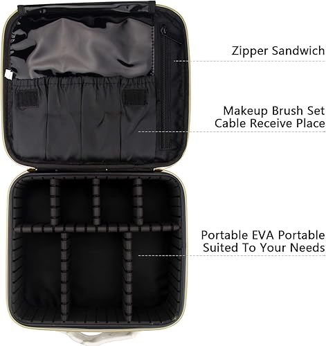 Miniatura 2 de Relavel Makeup Bag with LED Mirror, Travel Makeup Case with Rechargeable Lighted Mirror 3 Color Lights, Dual Layer Cosmetic Box Makeup Brush